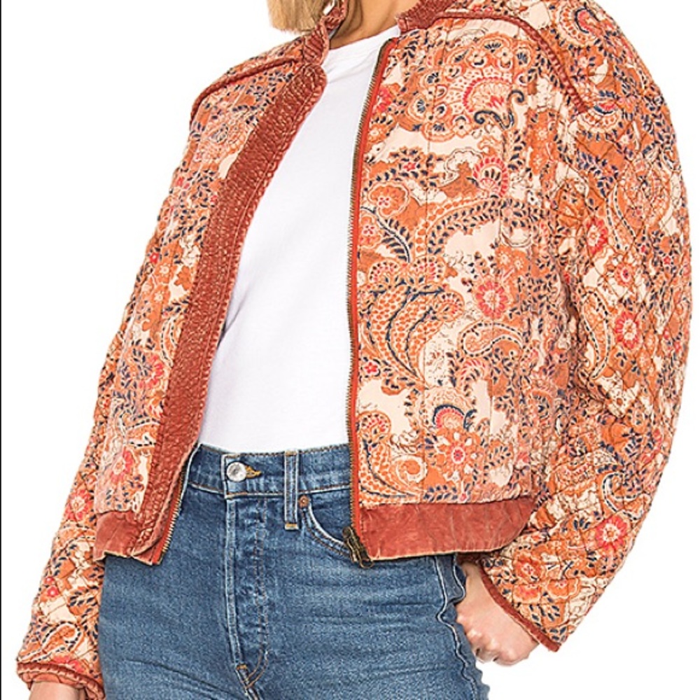 Free people quilted paisley jacket XS